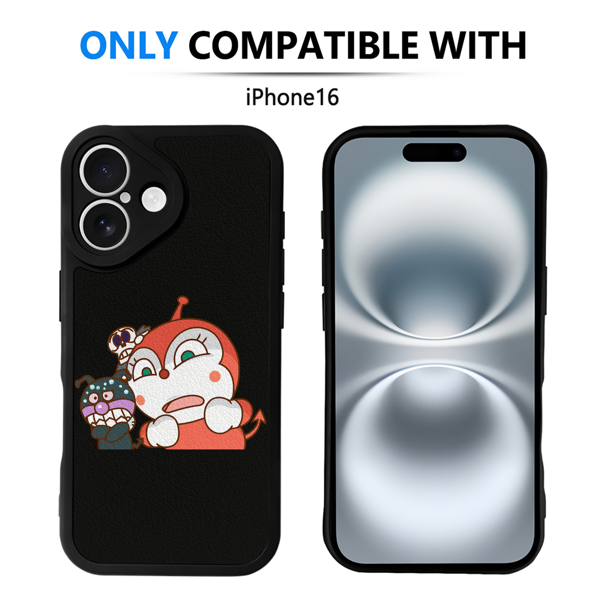 （画像用） アンパンマン Anpanman 【iPhone 16シリーズ対応】シリコンスマホケース（レザー調） 材質：シリコン
